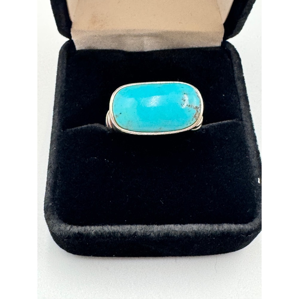 Sterling Silver 925 Turquoise Cable Twist Band Ring Size 7 QVC